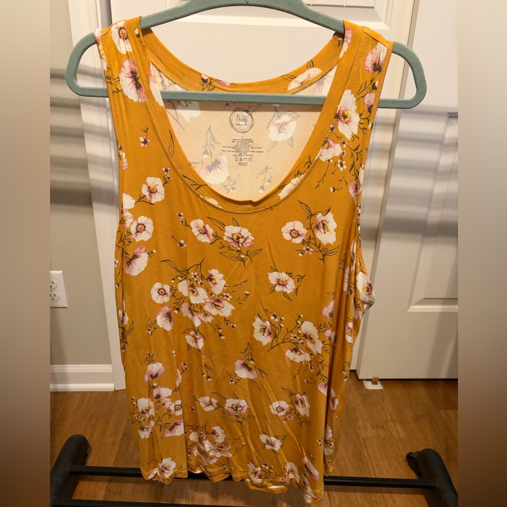 Maurices Floral Mustard Yellow Sleeveless Top